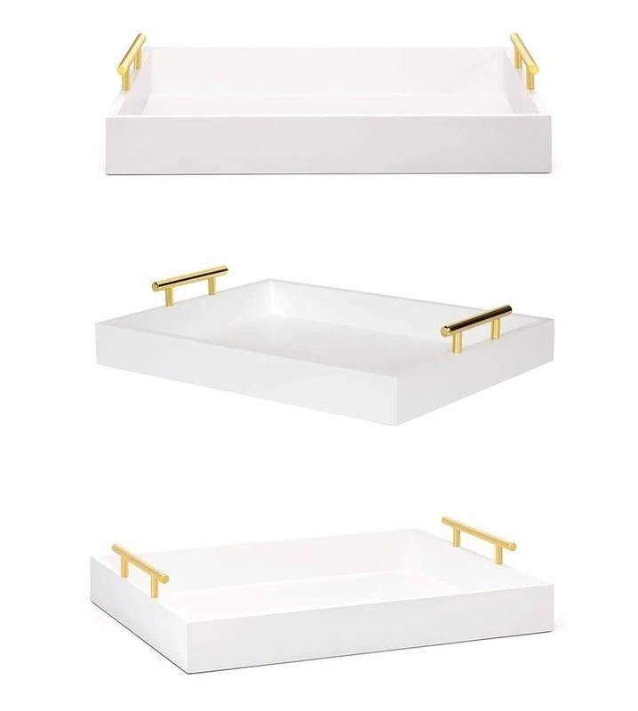 Logo personnalisé Plateau de service en bois blanc acceptable avec poignées en bois d'acacia