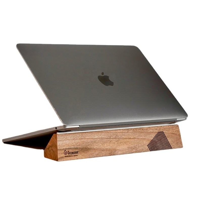 Conception fonctionnelle Étagère d'ordinateur portable en bois pour Macbook Multifonctionnelle et ergonomique