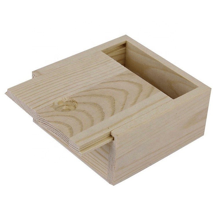 Boîte cadeau en bois Boîte de rangement artisanal avec couvercle coulissant Commande personnalisée acceptée 8.4x8.4x4.1cm