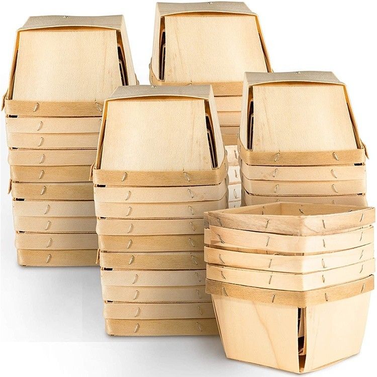 Couleur bois de bouleau ou de peuplier 4 x 4 pouces Pint Fruits paniers pour les décorations de fête