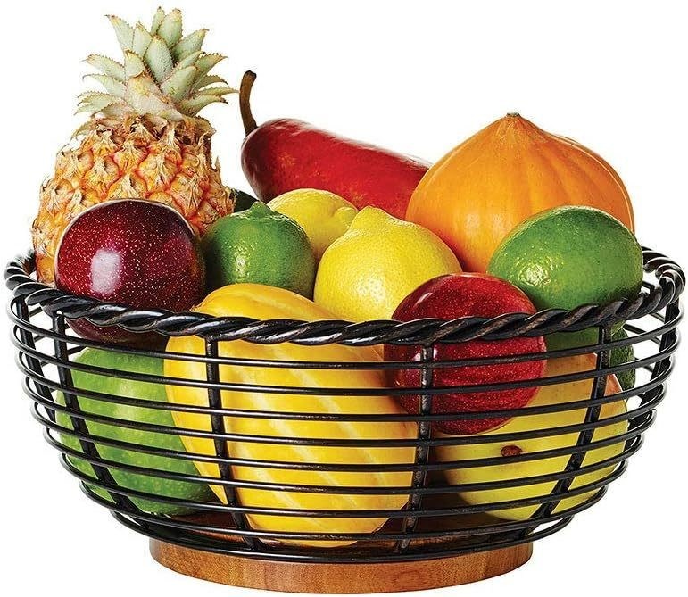 Compact pliable bocal de fruits en bois pour le stockage de cuisine et de salon économisant de l'espace