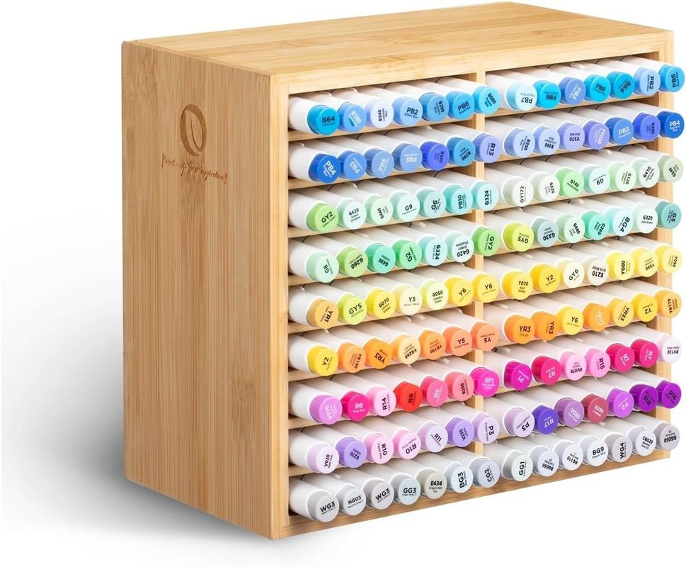Stockage de bureau en bois peut contenir 126 marqueurs 48 couleurs pastel en bambou marqueur organisateur