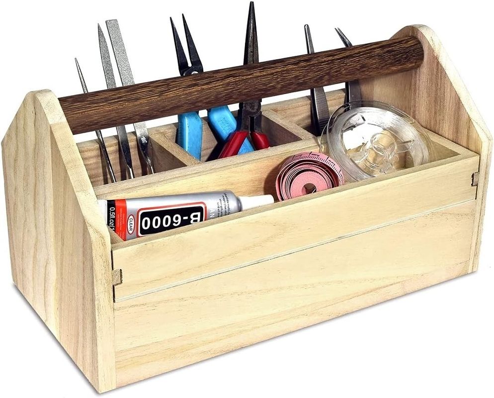 Commande personnalisée Acceptée Caisse de rangement d'outils artisanaux en bois de pin/bambous