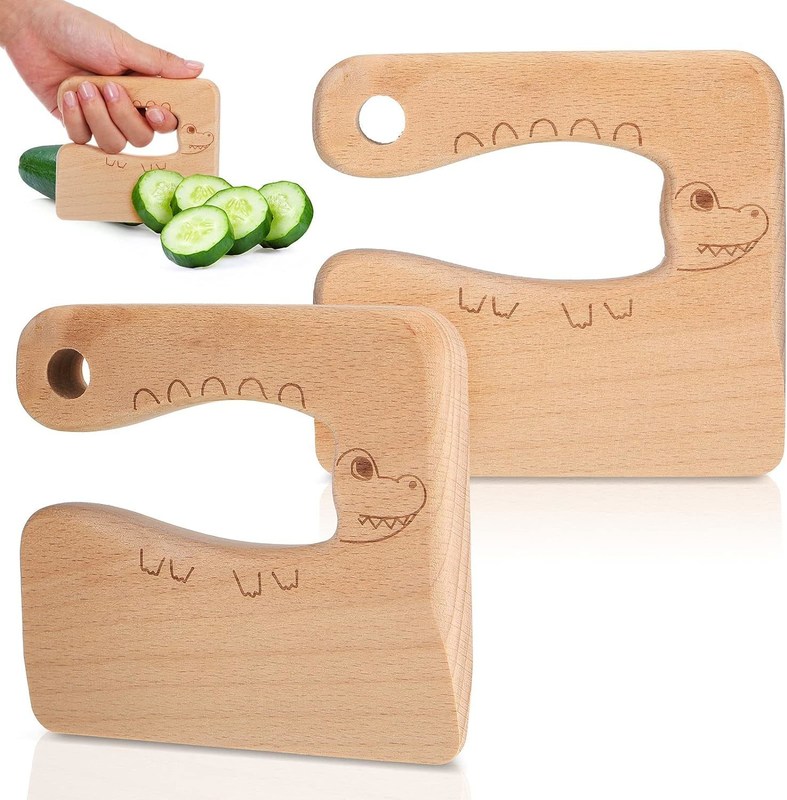 OEM couteau en bois pour enfants pour cuisiner poisson mignon en forme de dinosaure jouet de cuisine coupe-végétaux