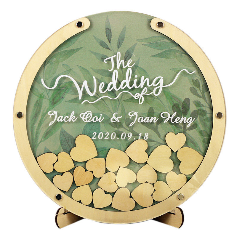 Props de décoration de mariage Taille personnalisée Cadre en bois avec un livre d'invités unique Sign Drop Top