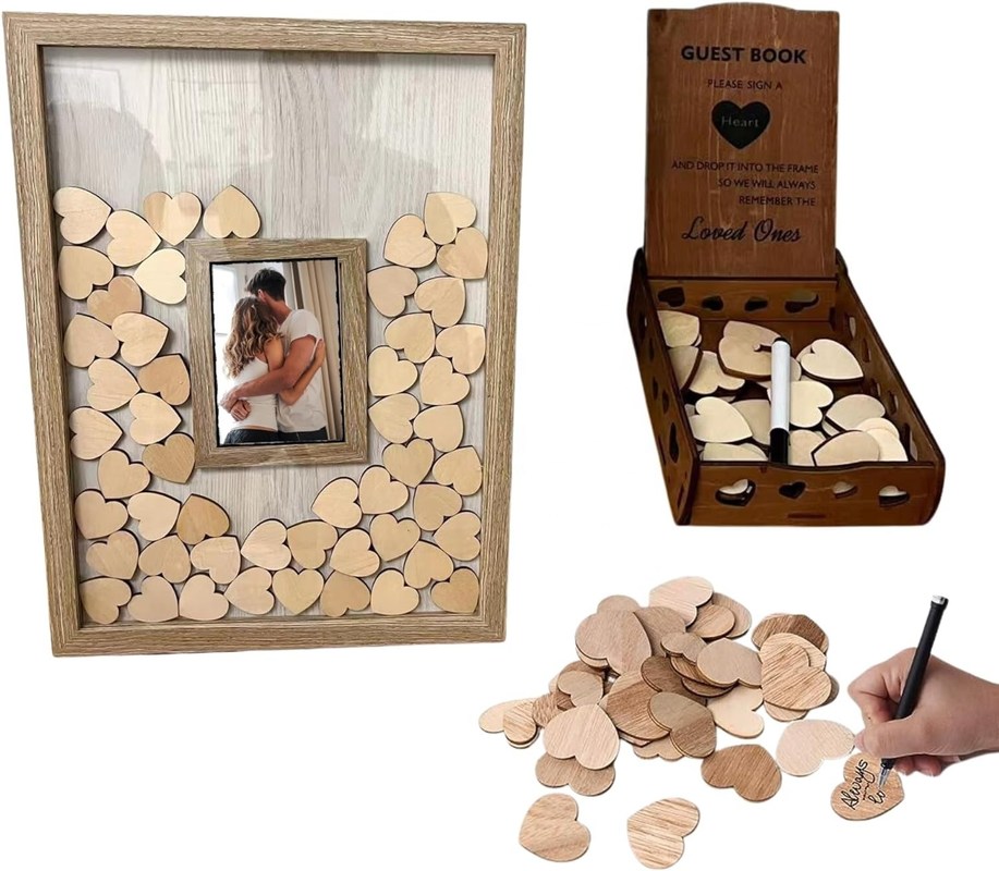 Décoration de mariage romantique en bois et en verre cadre personnalisé avec une grande photo