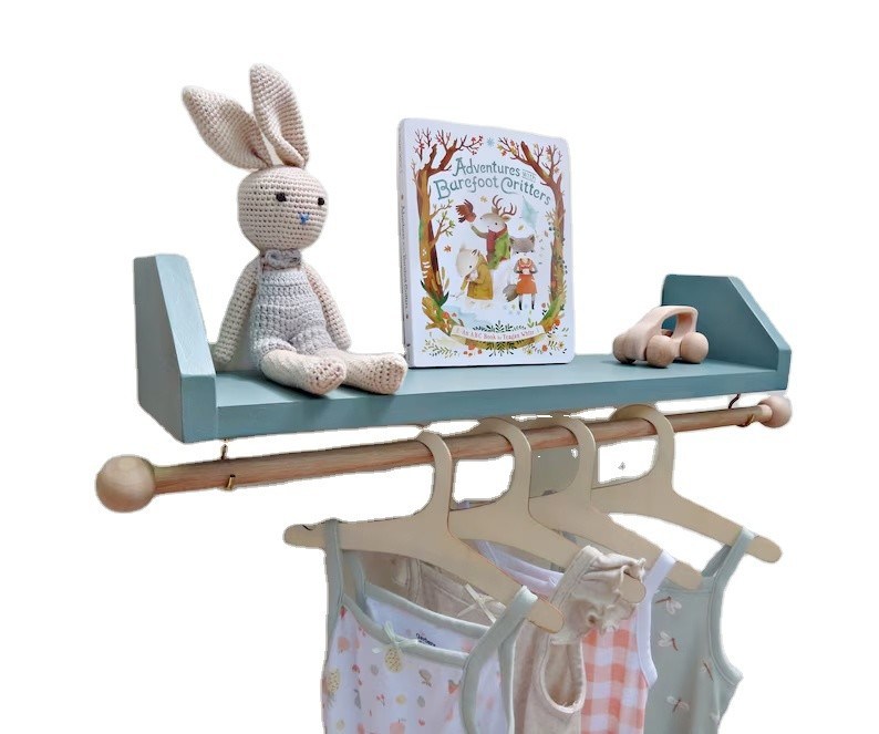 Comme votre demande Étagère bleue avec collier de vêtements Organisez les vêtements de votre enfant