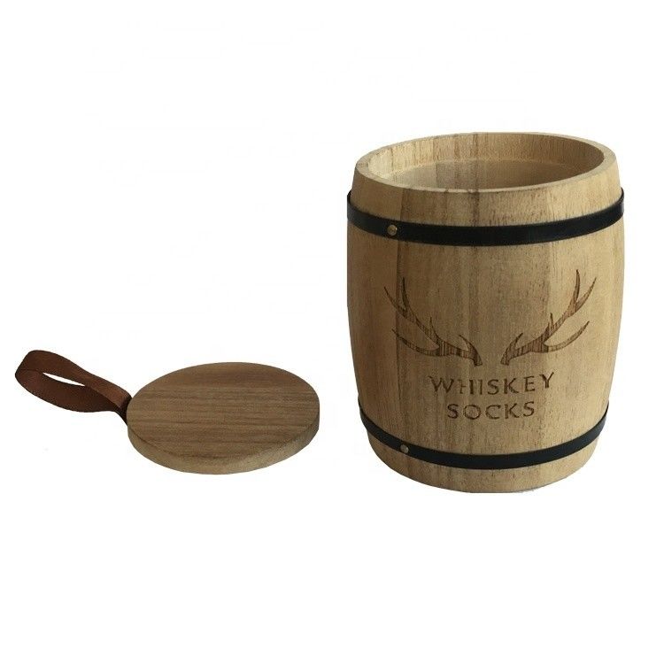 Décoration artisanale en fût en bois naturel avec logo personnalisé Acceptable et cadeau