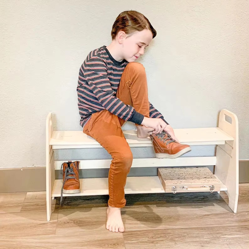 Meubles en bois Montessori amovibles pour les enfants banc de chaussures dans le salon salle de jeux