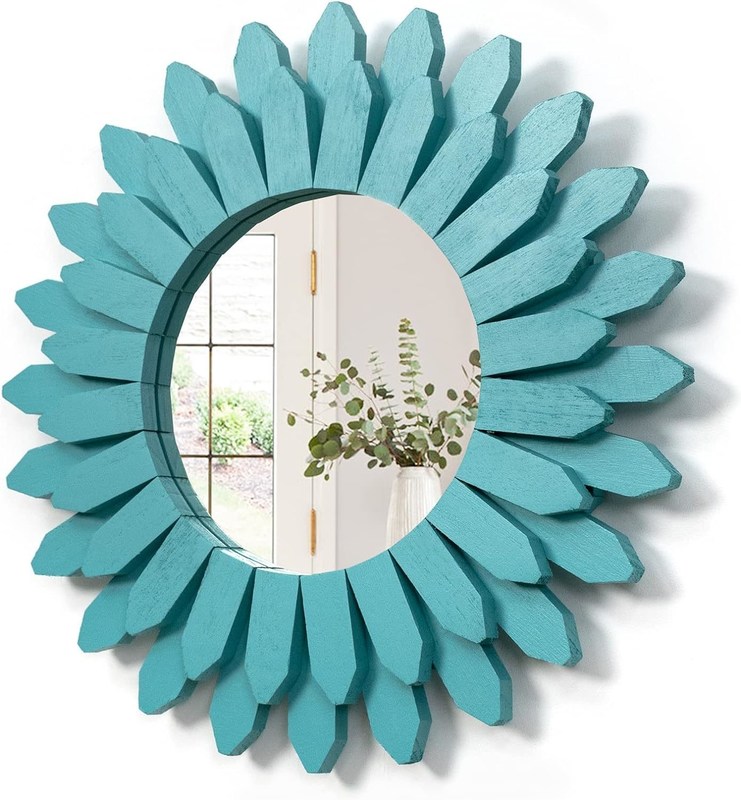 Miroir murale décoratif en blanc ou votre couleur 12 pouces bois rustique style Boho