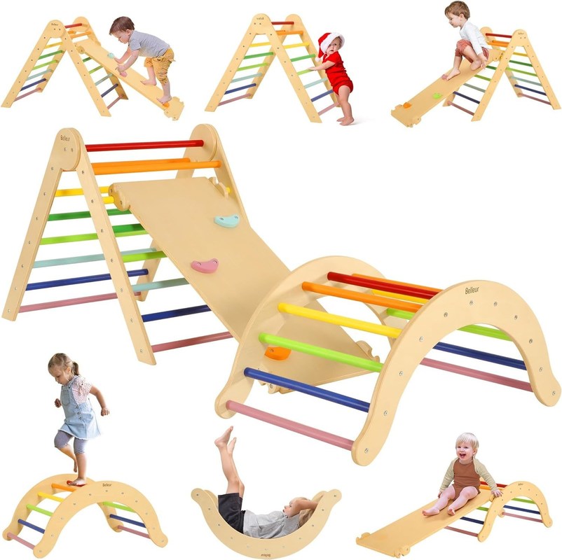 Jouets d'apprentissage pour enfants Triangle en bois avec arc de rampe Jouets d'escalade pour tout-petits