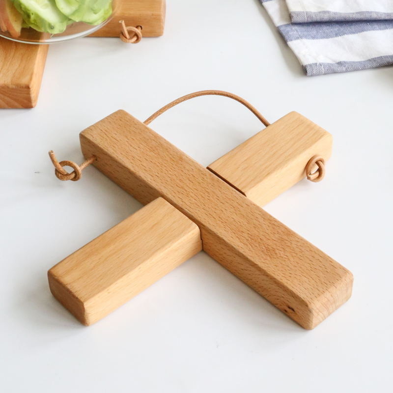 Mat d'isolation en bois de hêtre et de noyer irrégulier pour l'impression de grandes tables à manger brûlé