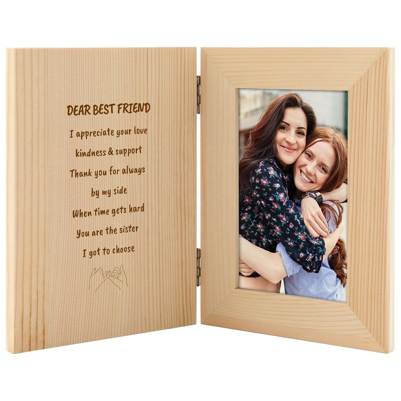 Cadre photo en bois pour couples avec texte personnalisé gravé au laser