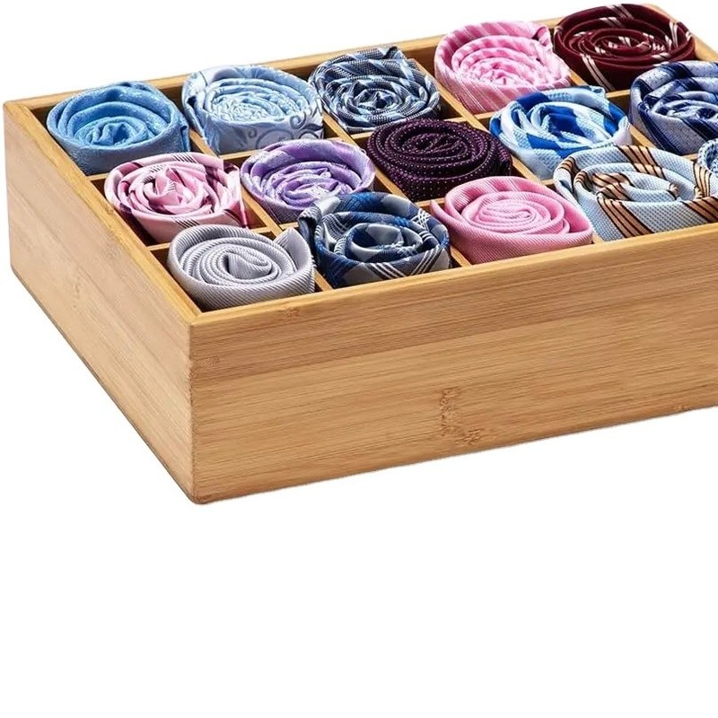 15 Compartiment Bambous Organisateur de stockage pour ceintures Cravates Soutiens-gorge Briefs chaussettes bijoux