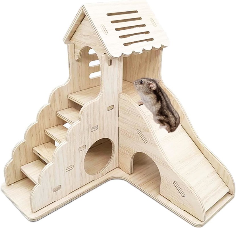 Escalier d'escalade et planche à roulettes Cabane en bois pour autres petits animaux