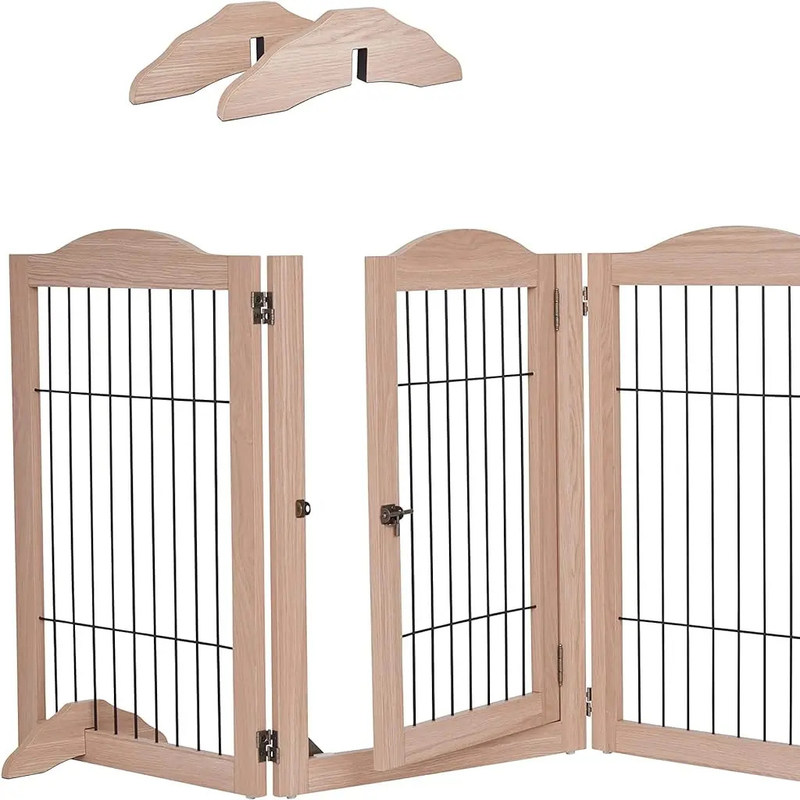 Porte de chien en bois durable avec porte à travers porte de grande quantité et design pliable