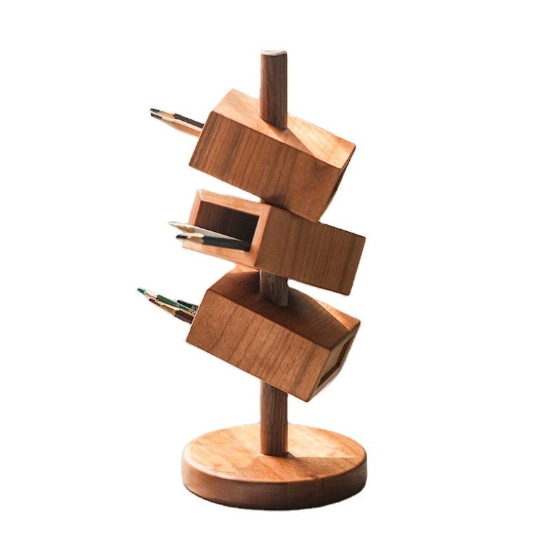 Organisateur de bureau octogonal NBeech Bois Noix noire pour et organisation de bureau polyvalente