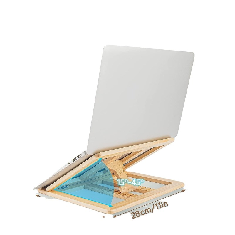 Logo personnalisé Portable pliable en bois Riser Stand d'ordinateur réglable