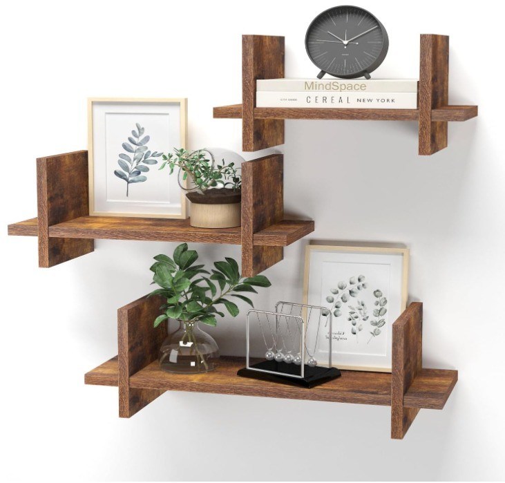 Utilisez efficacement l'espace avec 202408 Ensemble de 3 étagères flottantes en bois
