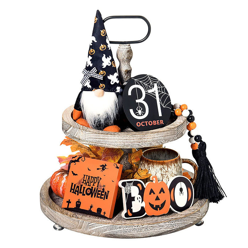 Décorations d'Halloween écologiques pour enfants Hocus Pocus décor de plateau à trois niveaux