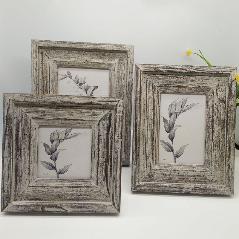 Cadres de peinture en bois 4 " 6 " 7 " en style rustique personnalisé sculpté à la main avec une couleur claire