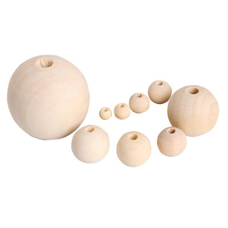 Perles de bois rondes en vrac de 20 mm, idéales pour les cadeaux et les colliers en couleur naturelle
