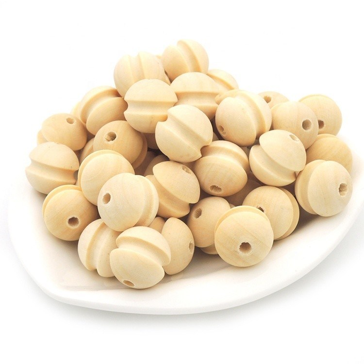 Produits de fabrication de bijoux de bricolage Perles de dentition en bois inachevées de 20 mm en forme ronde