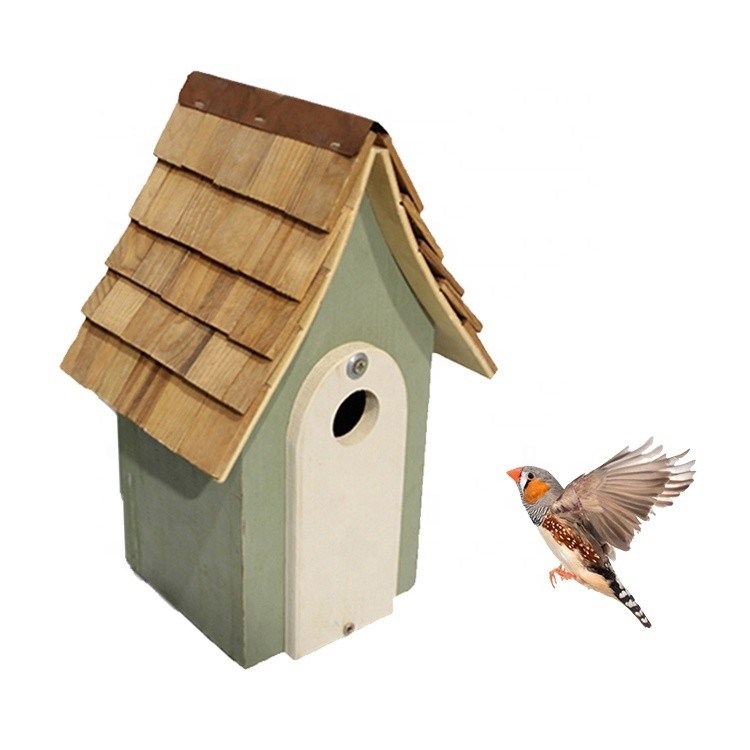 Maison d'oiseaux en bois à motif solide étanche au vent avec décor de jardin peint en couleur personnalisée